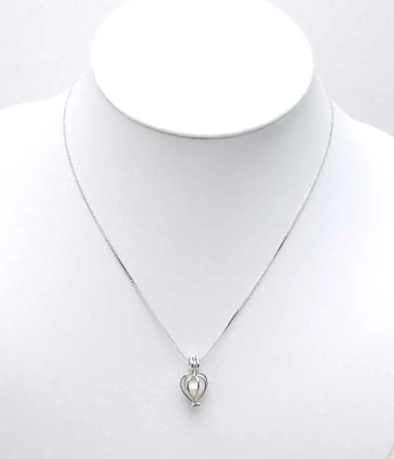 Qingmos 7X Wish Pearl Box Heart Pendant Necklace for Women with Natural Oyster Pearl Necklace Love Pearl Chain Chokers Jewelry