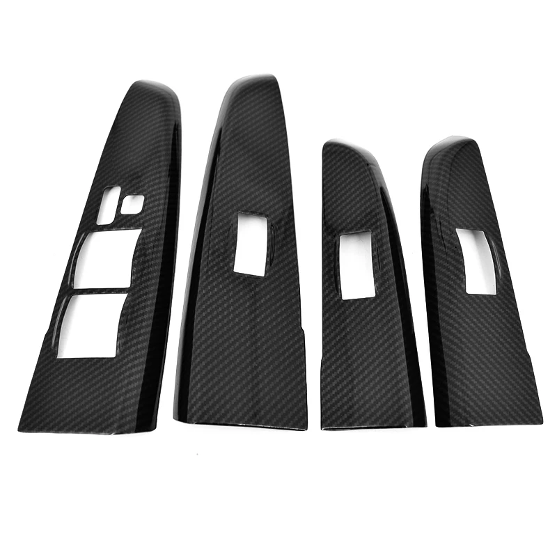 For toyota fortuner AN50 AN60 2004-2015 Pickup Power window switch Window lifter trim，Carbon fiber pattern Interior Door sticker