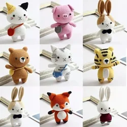 Animal Doll Diy Cross Stitch Keychain Fox Rabbit Tiger Handmade Wool Material Package Creativity Kawaii Embroidery Kit Tool Bag
