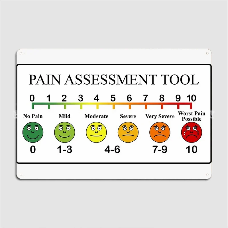 Medical Pain Assessment Tool Chart Metal Sign Wall Cave Club Bar Design Mural Painting Tin Sign Poster