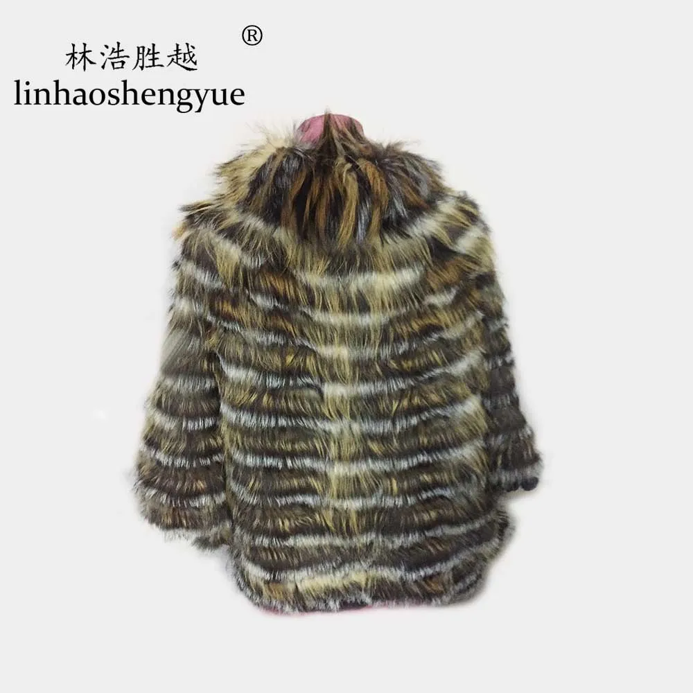 Linhaoshengyue Real  Silver Fox Fur Women Shawl  Free Shipping Winter Warm Fur  Coat