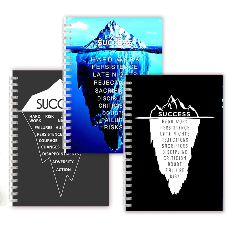 Motivational Millionaire Success Iceberg Spiral Notebook Writing Note Book Print Poster Cover Quote -Persistence Dream Hard Work