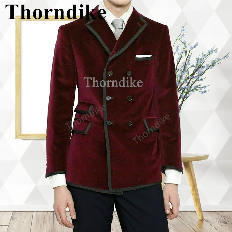 

Thorndike New Classic Style Wine Red Fashion Party Men's Velvet Groom Wedding Tuxedo Multicolor Trendy Suit Jacket 2-piece Set