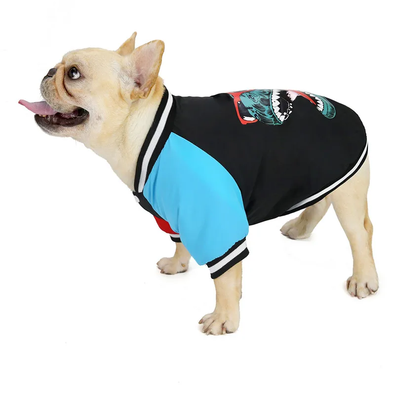 Fashion Dinosaur Print French Bulldog Coat Jacket Winter Warm Pet Clothes for Small Dogs Corgi Pug Sweatshirt Mascotas Clothing