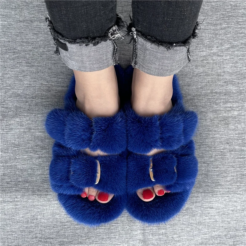 

Winter Mink Fur Slipper female Women's Shoes 100% Mink Fur Slippers For Women Slides 2023 Winter Home Outdoor Slippers