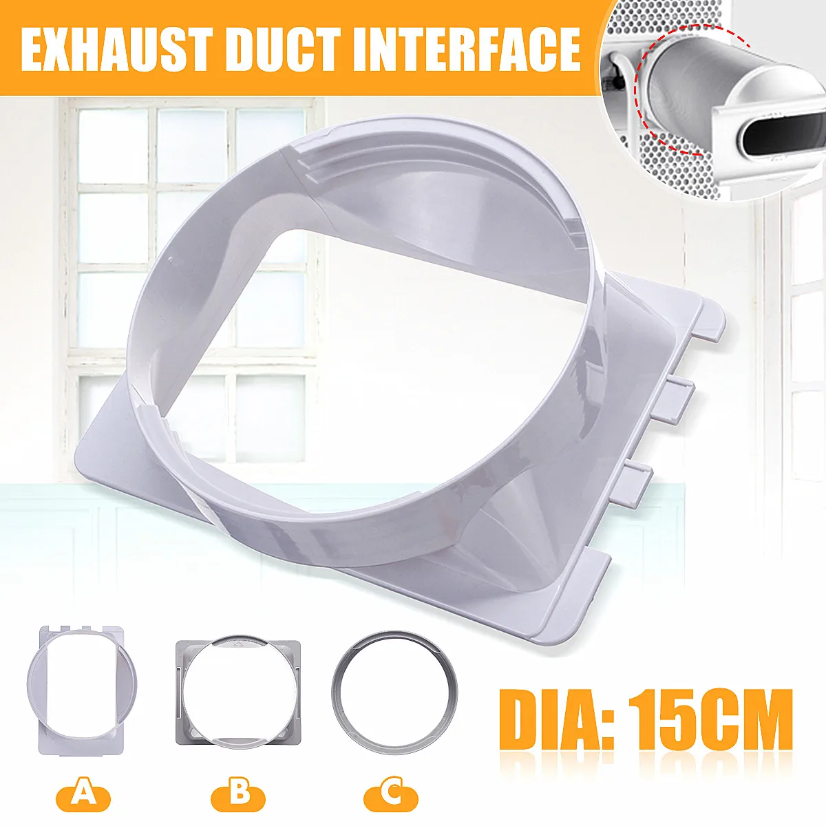 Portable Air Conditioner 15cm Window Seal Air Vent Exhaust Duct Pipe Hose Interface Connector Adaptor For Mobile Air Conditioner