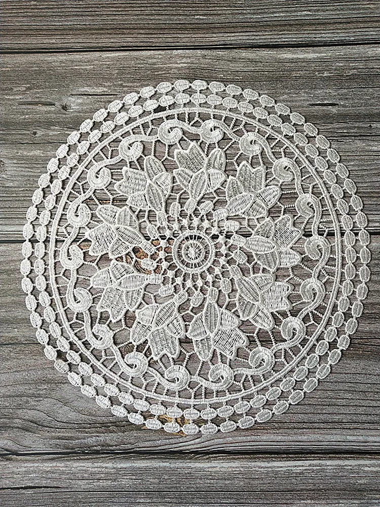 NEW round Lace flower embroidery placemat kitchen wedding Christmas table place mat cloth doily Table decoration and accessories