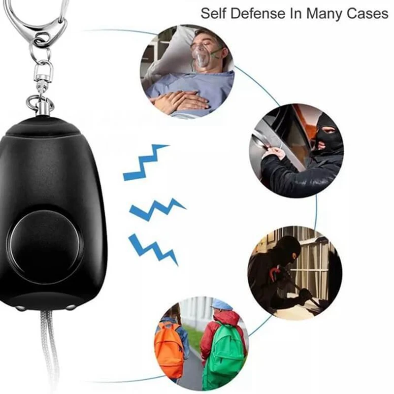 1pc USB Rechargeable Type Self Defense Personal Emergency SOS Alarm System Key Chain Custom Safety Alarms