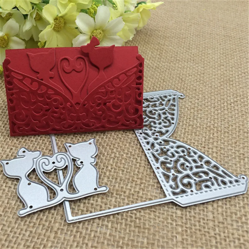 Cat Lover Marriage Lace Win Metal Die Cutting For Household DIY Scrapbooking Photo Album Decorative Embossing Folder Paper Cards