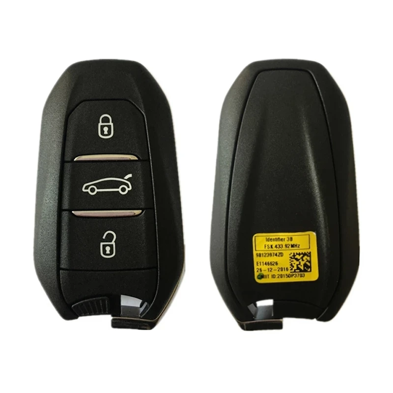 KEYECU OEM Original 98123972ZD 3 Buttons Smart Remote Key FOB For Peugeot 308, 508, 4008 433 MHz Transponder HITAG AES