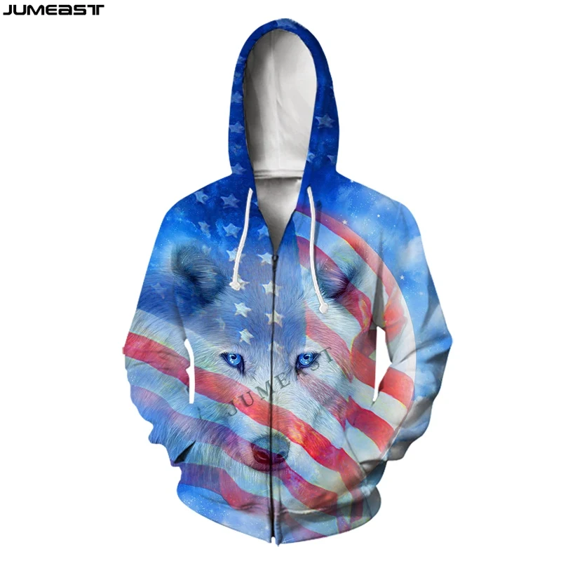 

Jumeast Men Women 3D Sweatshirts Hunting Animal Wolf Oversized Coat Streetwear Harajuku Jacket Pullover Spring Zipper Hoodies