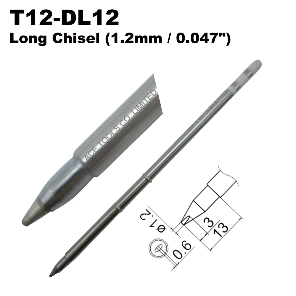 T12-DL12 Long Screwdriver 1.2mm Soldering Tip for HAKKO FX-951 FX-950 FX-952 FX-9501 FM-2028 FM2027 Pencil Iron Bit Replacement