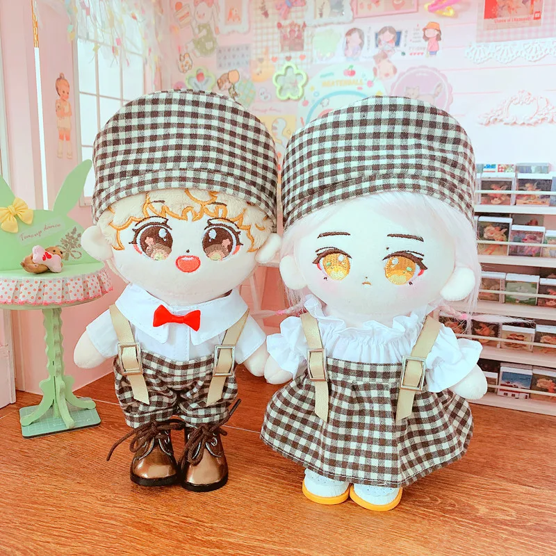 20cm Baby Doll Outfit Plush Doll's Clothes Handsome Dress Rompers Beret Stuffed Toy Dolls Accessories for Korea Kpop EXO Idol