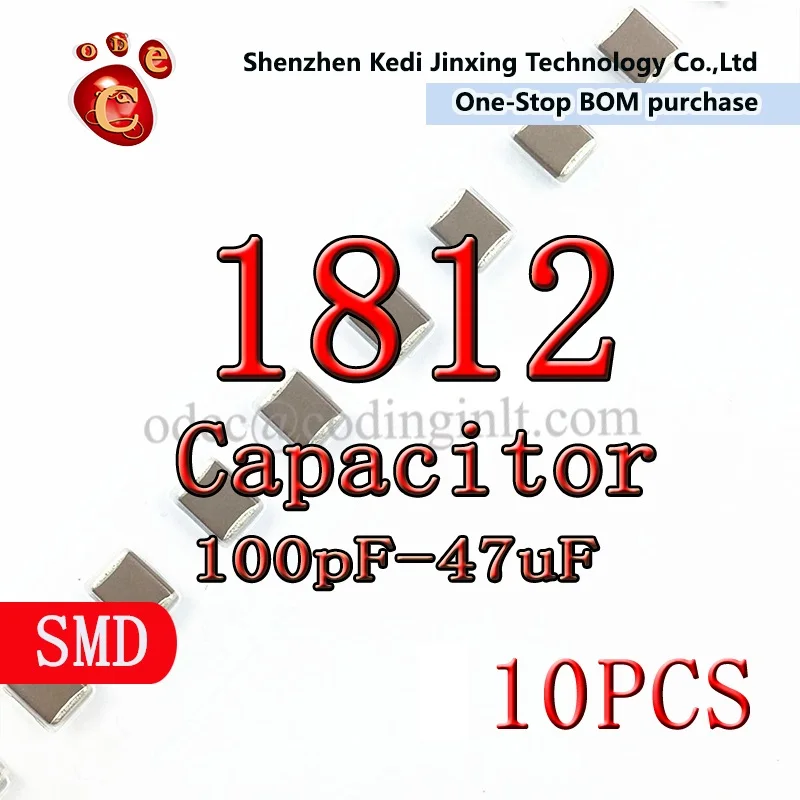 1812 SMD Chip Capacitor 1nF-47uF 1.5nF 2.2nF 10nF 47nF 100nF 220nF 330nF 470nF 680nF 1uF 2.2uF 10uF 47uF 3KV 2KV 500V 250V 10PCS