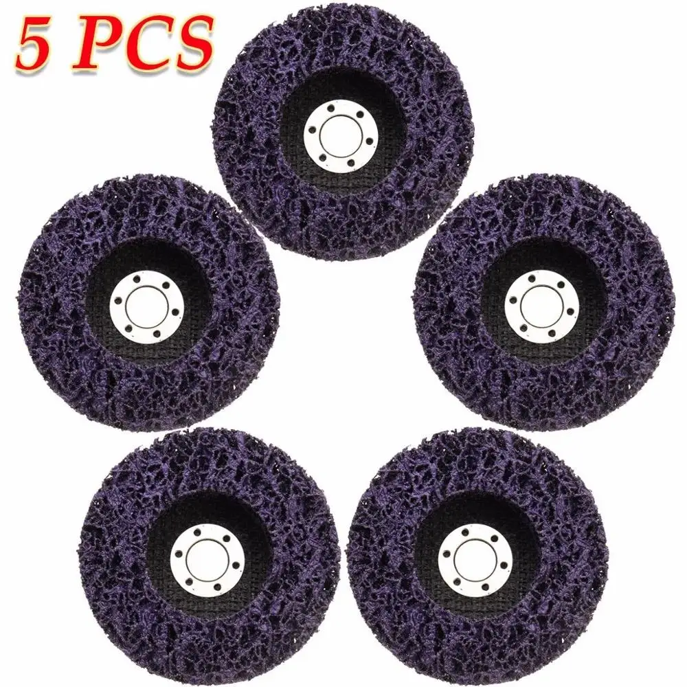 5pcs/Set 100x16mm Poly Strip Stripper Disc Wheel Stripper Clean Grinder Remover Removal Paint Rust Sanding Polishing