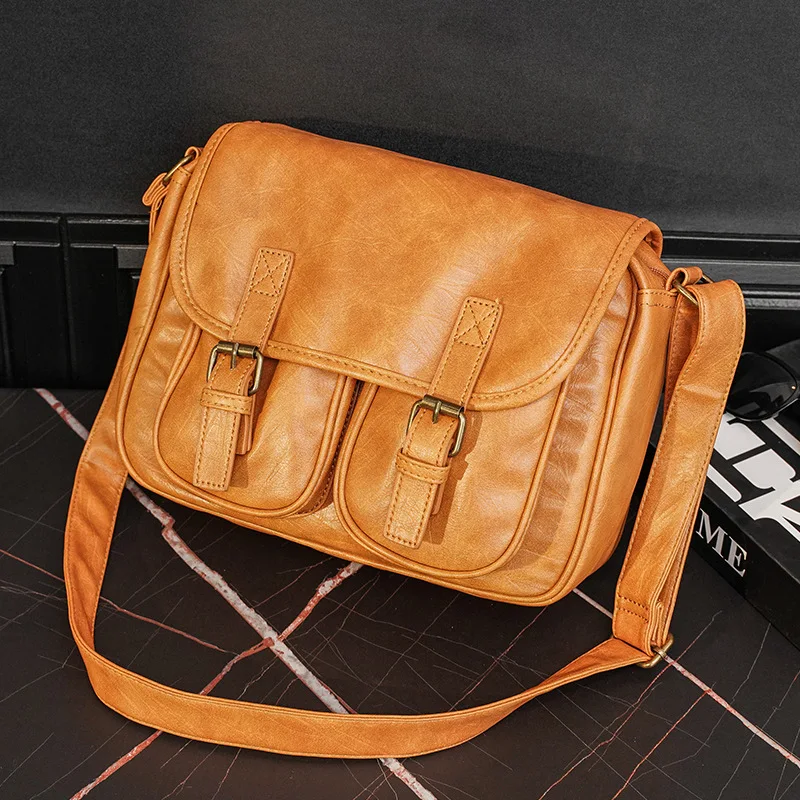 Japanese Style Shoulder Bag Men Fashion Soft PU Leather Messenger Bag For Men Satchels Crossbody Bag Mens Bandolera Hombre 2022