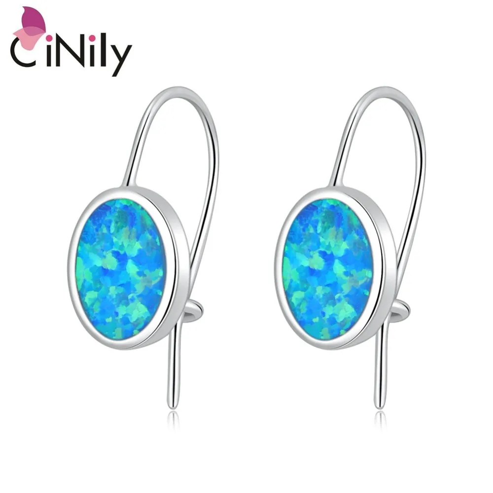 CiNily Oval Shape Fire Opal Silver Plated Fashion Jewelry Dangle Drop Earring for Party Jewelry Fashion Woman Earring Gift