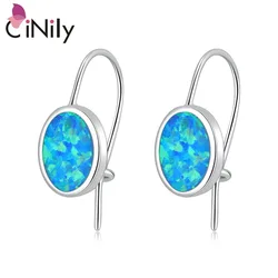 CiNily Oval Shape Fire Opal Silver Plated Fashion Jewelry Dangle Drop Earring for Party Jewelry Fashion Woman Earring Gift