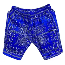 Dropshipping Paisley Mode Hip Hop 70s Bandana Afrikanischen Digital Print Hohe Taille Schwarz Casual Sport Board Shorts für Männer