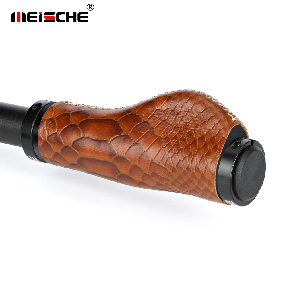 OUO الطريق دراجة قبضة الماشية الجلود مدينة الدراجة القبضات سكوتر الجبلية دراجة المقود غطاء بار ينتهي عدم الانزلاق قفل ألومنيوم #6