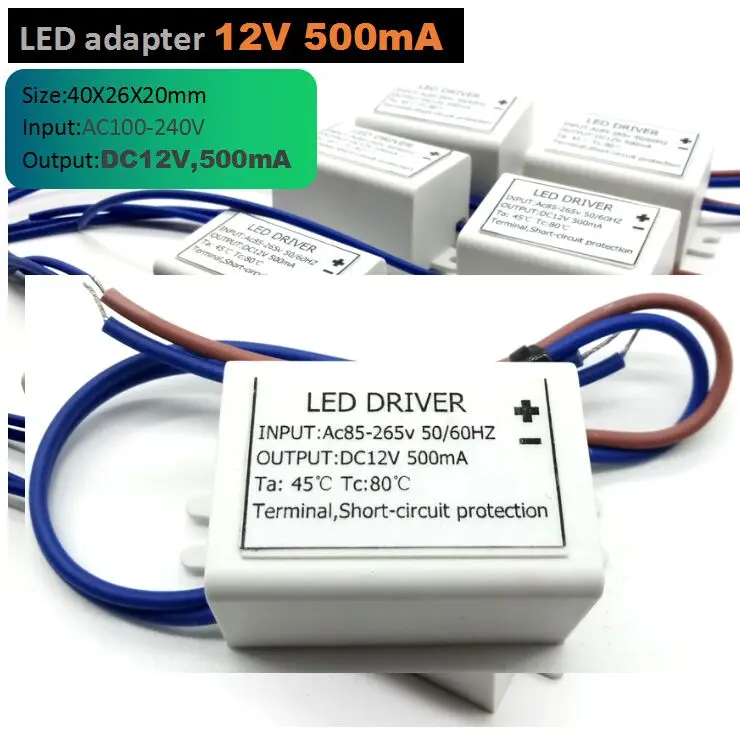 MR16 Mini LED adapter AC/DC Adapters 6W 500mA Driver 110V 120V 220V 240V To 12V W/ Socket for LED MR11/MR16 3W 4W 5W