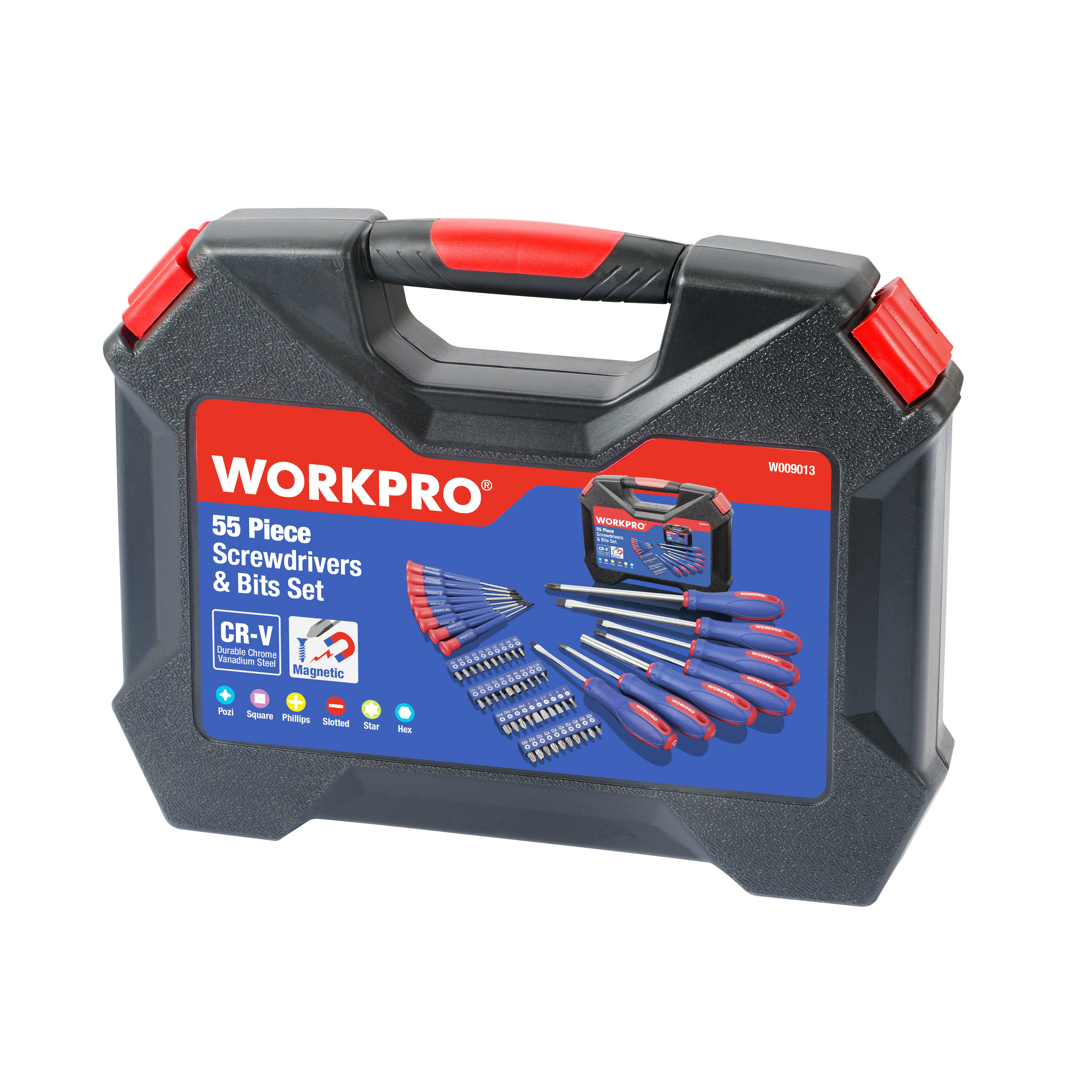 WORKPRO 정밀 스크루드라이버 세트, 전화 스크루드라이버 비트용, 55PC