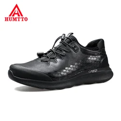 High Quality Genuine Leather Hiking Shoes Men Elastic Band Outdoor Sneakers Soft Non-slip Light Trekking Sports Shoes for Male