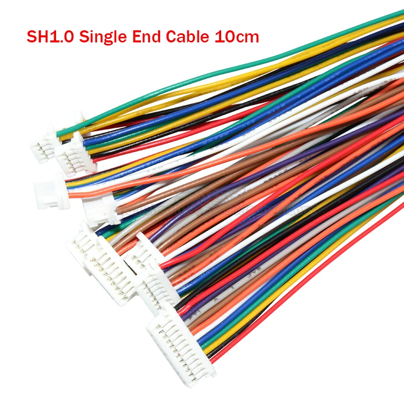 10pcs SH 1.0 Wire Cable Connector DIY SH1.0 JST 2p 3p 4p 5p 6pin Electronic Line Single End 28AWG 10cm