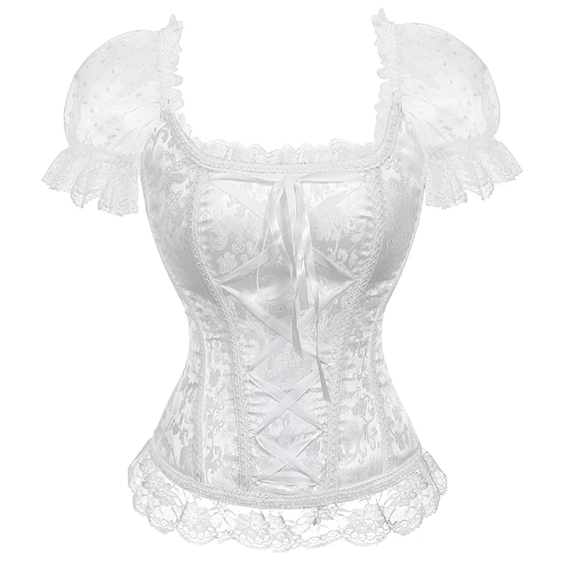 Retro Renaissance Corset Princess Palace Clothing Transparent Shoulder Sleeves Lingerie Bodyshaper straps