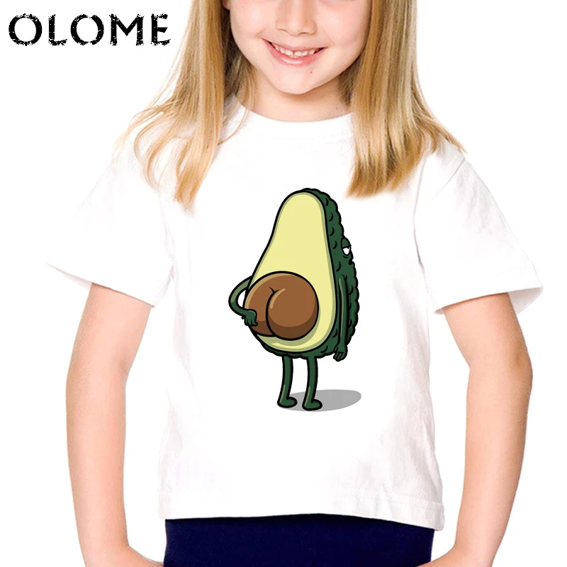 Avocado Children Clothes 2025 Summer Girls Boys T-Shirt Short Sleeve Tee Tops Print Kawaii White T Shirt