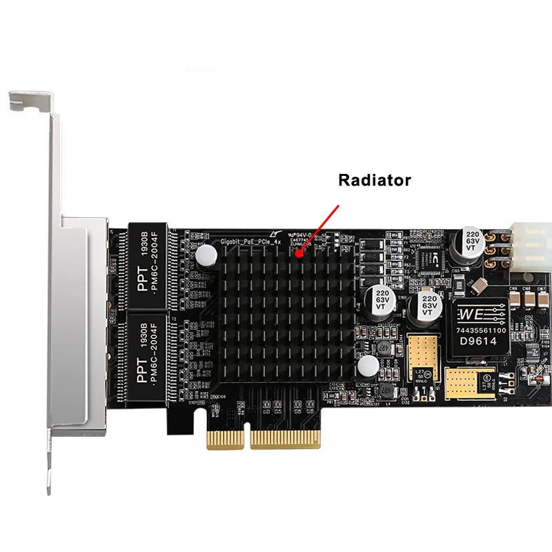 Imagem -05 - Adaptador de Rede Portas Intel I350 Rj45 Poe Adaptador de Rede Pci-e Pcie 4x 10 100 1000mbps