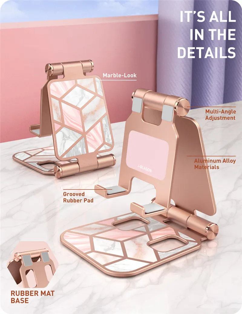 Adjustable Cell Phone Stand Holder I-Blason Phone Dock Multi Angle Compatible with Smart Phone For iPhone For Android Smartphone