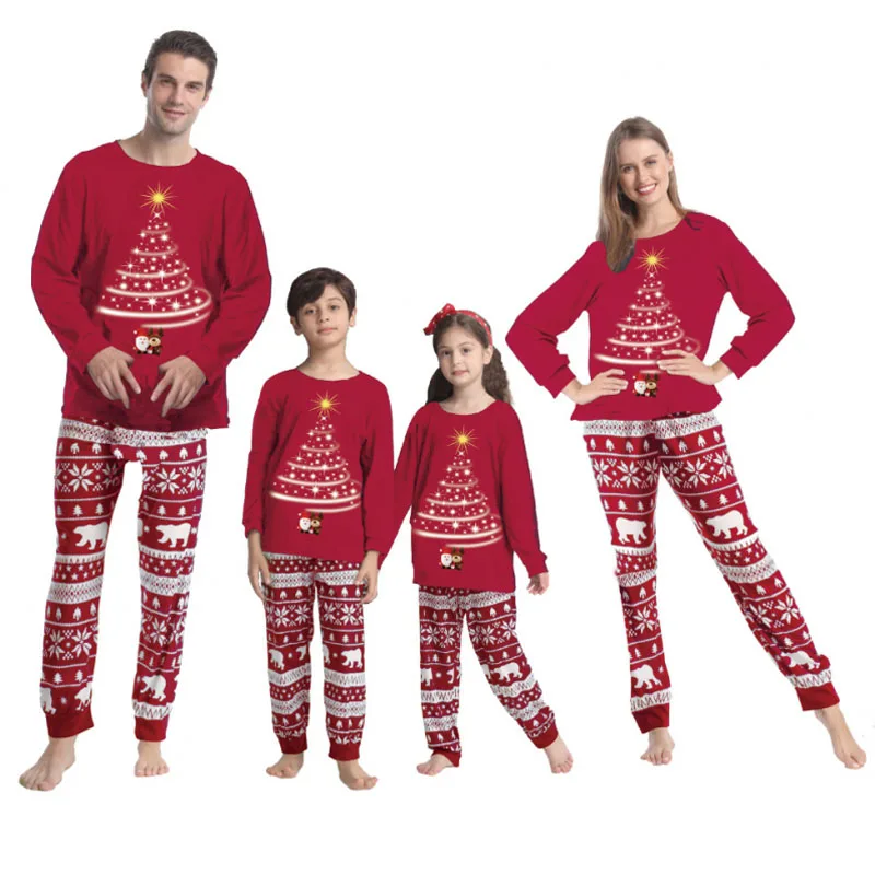 2022 Christmas Family Matching Pajamas Mother Father Son Daughter Loose Printed Homewear New Year Fashion Parent-Child Outfit