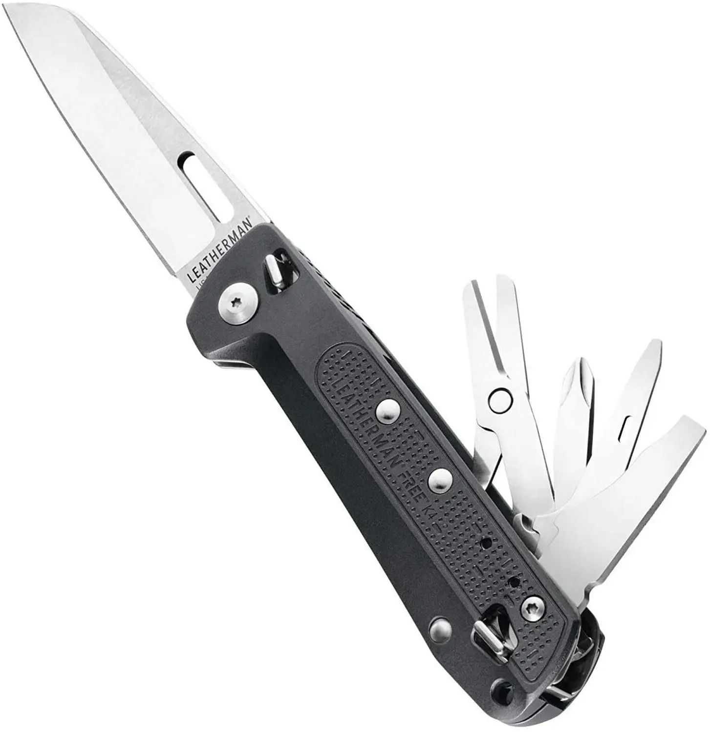 LEATHERMAN, FREE K2/K4 EDC Pocket Knife and Multitool with Magnetic Locking, Aluminum Handles and Pocket Clip