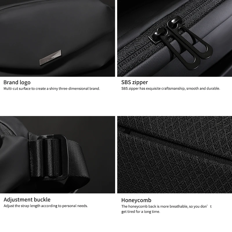 Sac de poitrine multifonctionnel HK pour hommes, sac à bandoulière Fashion, sac à dos de jour décontracté pour jeunes, sac de voyage tendance