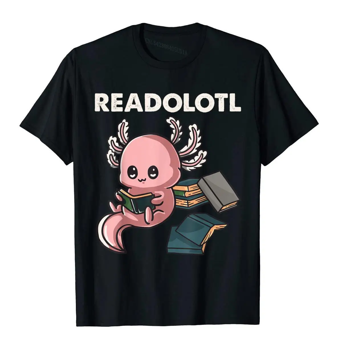 Readolotl Axolotl Reading Book Amphibian Literature Reader T-Shirt Cotton Comfortable Tops & Tees Rife Mens Top T-Shirts Camisa