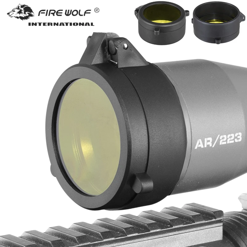 Yellow Rifle Scope Quick Flip Spring Up Open Lens Cover Cap for Caliber Scope Rifle Hunting