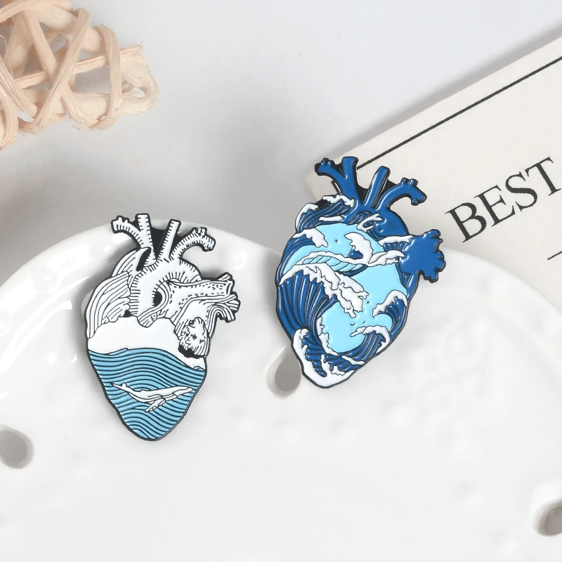 Tree Stump Enamel Brooches whale Sea Pins For Clothes Bag Punk Jewelry Gift For Friends Kids