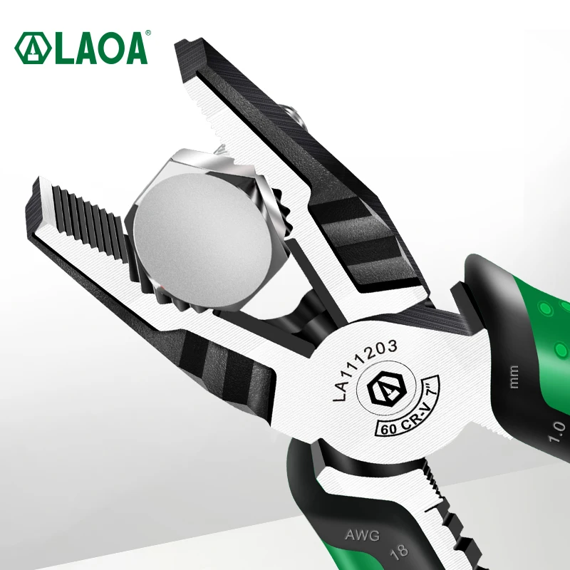 Imagem -02 - Laoa Multifunction Alicates Ajustados Cortadores de Fio de Grau Industrial Nariz Longo Alicate de Nariz Diagonal Cr-v Alta Dureza e Durabilidade