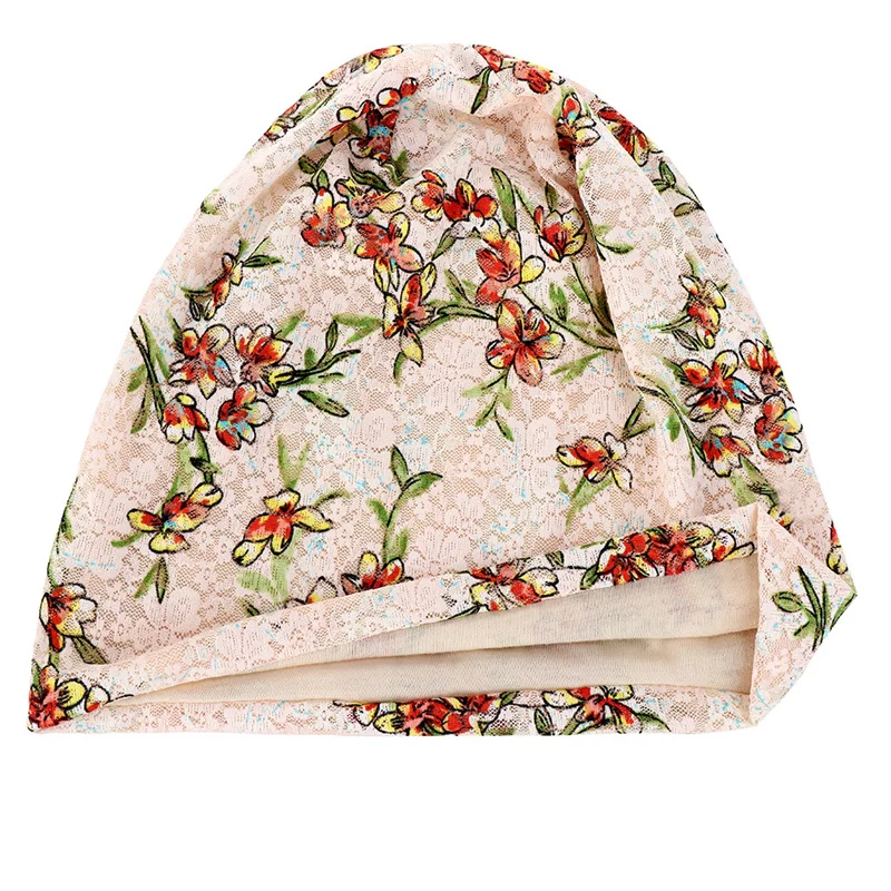 Gorro de encaje para dormir para mujer, gorro de noche musulmán elegante, turbante transpirable, accesorios para el cabello