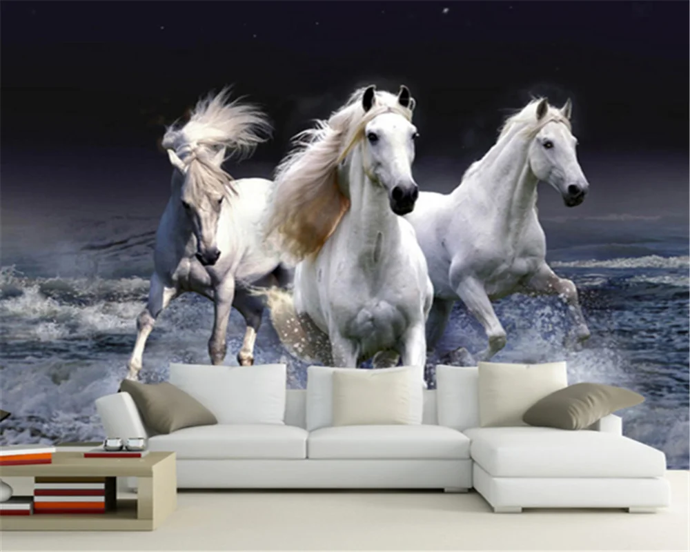 

beibehang Customized modern fashion beautiful decorative painting horse background papel de parede 3d wallpaper papier peint