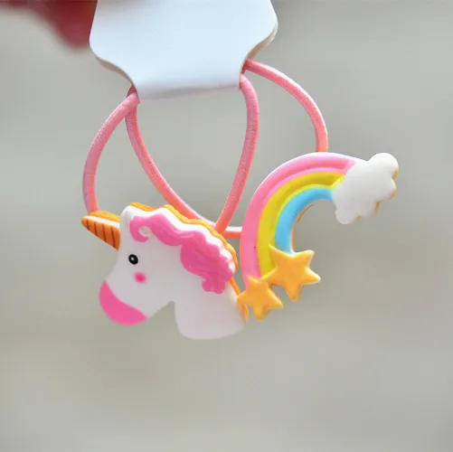 Bandas elásticas para el pelo para niña, accesorios para el pelo de caballo blanco arcoíris bonito, tocado de princesa, 2 piezas