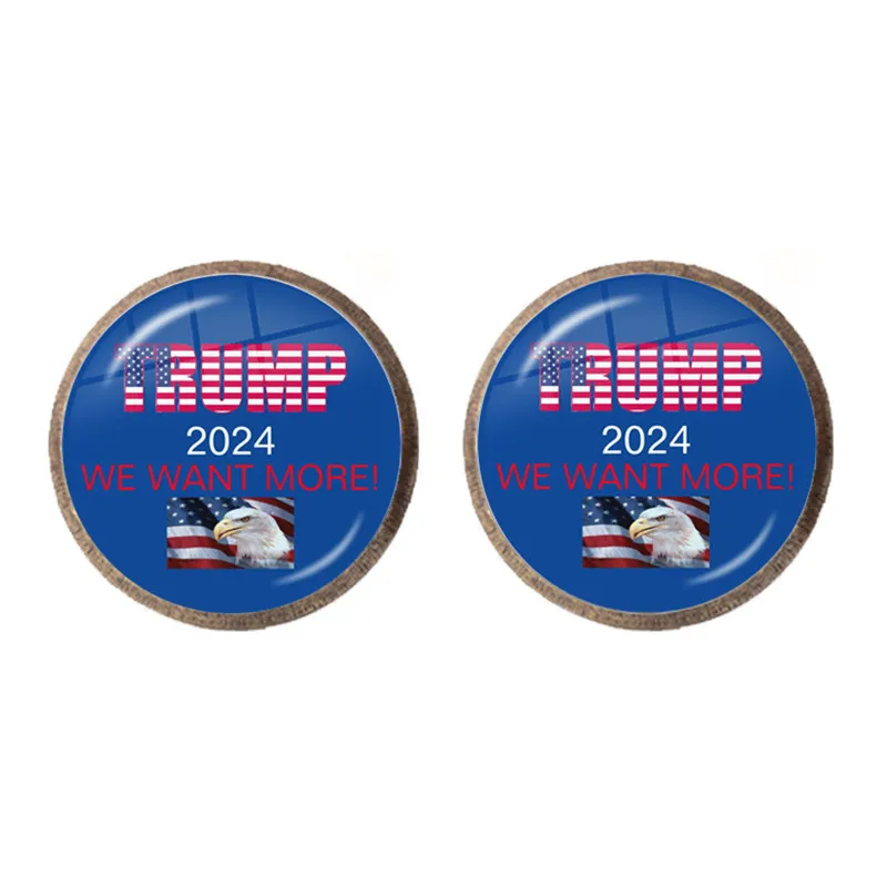 Trump 2024 Keep America Great Glass Cabochon Stud Earrings Donald Trump for President USA Creative Print Earring