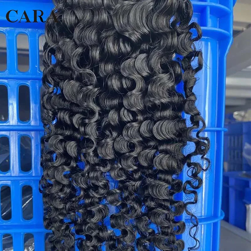 Afro Kinky Curly Human Hair Bundles With Closure Virgin Hair 2 Bundles Hair Extensions Brazilian Hair Weave  Cara 3B 3C Weft