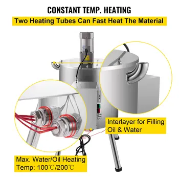 SucceBuy Elektrický topný míchací plnicí stroj, plnička rtěnek 15L / 30L míchací nádrž na kapaliny a pasty 20-30 lahví/min 8 nejlepší prodej stroj na míchání kosmetických krémů - №6