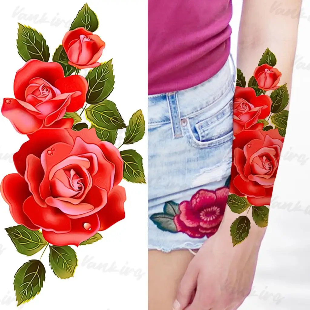 Tatouages temporaires à fleurs de Rose aquarelle pour femmes et filles,  faux tatouage avec ancre papillon à la lavande réaliste, autocollant pour  bras et jambes / Tattoo et body art, image size:1024x1024