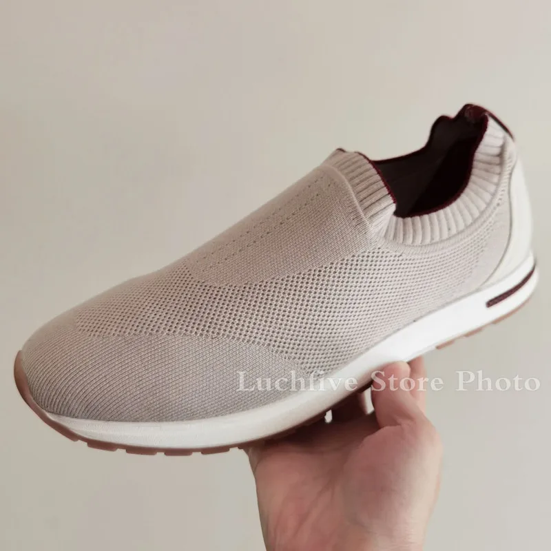 Men lace-up Flat Shoes Casual Shoes Simple comfortable leisure Sneakers Knitted Elastic slip-on Run Shoes 2021 Hot Brand Shoes