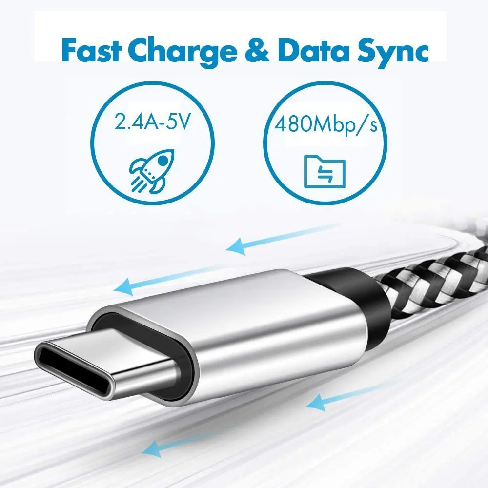10ft USB C Cáp Sạc Nylon Braided Dài Cáp Type C Cho Samsung Galaxy S9 S10 S8 Plus Note10 9 8 moto Z,Google Pixel