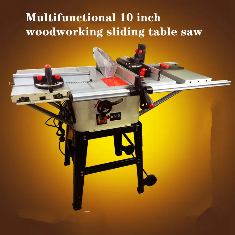 Multifunctional 10 inch woodworking sliding table saw woodworking small precision sliding table saw cutting electromechanical sa