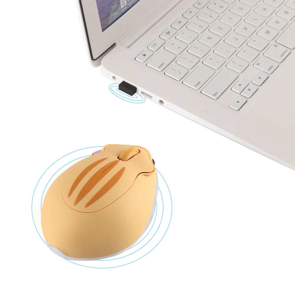 CHUYI-Souris optique sans fil 2.4G, design de dessin animé hamster mignon, ergonomique, mini 3D, pour ordinateur de bureau, PC tablette, cadeau pour